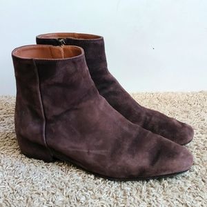 Aquatalia Ulyssa Waterproof Suede Ankle Boots with Hidden Wedge Brown Size 8